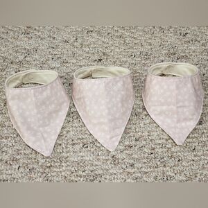 Handmade Pink and White Flowers Bandana Baby Bib Set